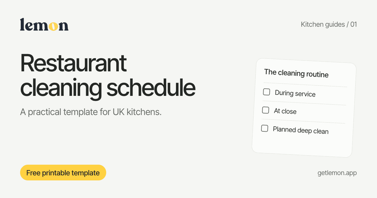 Restaurant cleaning schedule: free UK kitchen template