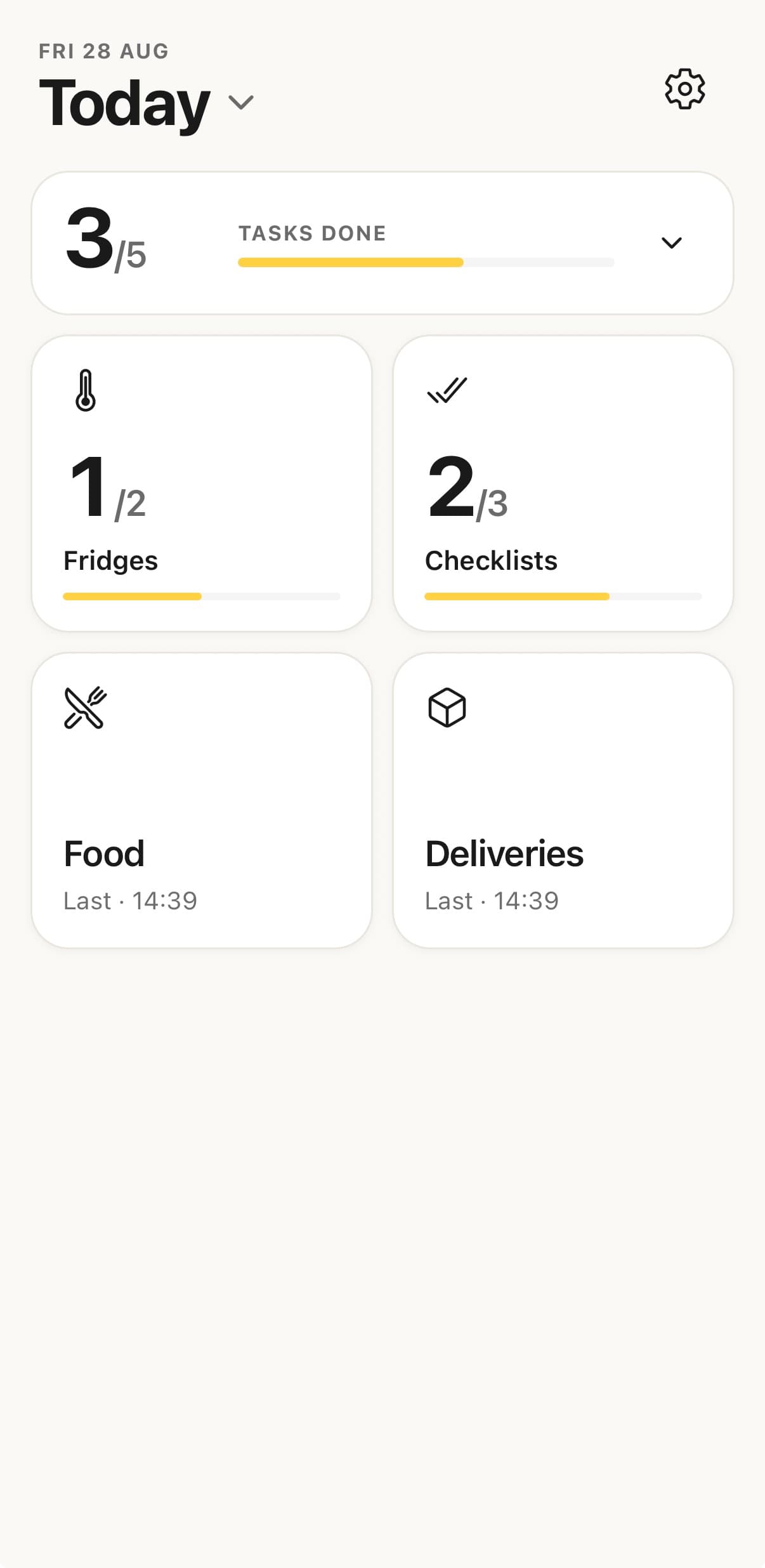 The Lemon kitchen app Today screen with daily food safety checks